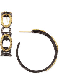 Armenta Midnight Yellow Gold Circle Link Hoop Earrings With Diamonds