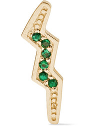 Andrea Fohrman Mini Bolt 14 Karat Gold Emerald Earring