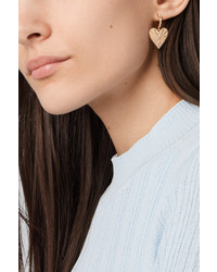 Marlo Laz Mini Heart 14 Karat Gold Diamond Hoop Earrings