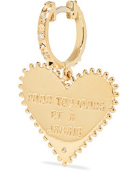 Marlo Laz Mini Heart 14 Karat Gold Diamond Hoop Earrings