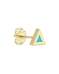Jennifer Meyer Mini Triangle 18 Karat Gold Turquoise Earrings