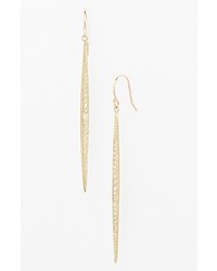 Mizuki Icicles Pave Diamond Linear Earrings Yellow Gold