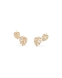 Sydney Evan Monstera 14 Karat Gold Diamond Earrings