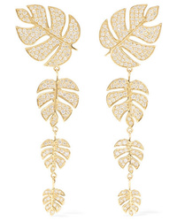 Sydney Evan Monstera Leaf 14 Karat Gold Diamond Earrings