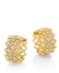Roberto Coin New Barocco Diamond 18k Yellow Gold Hoop Earrings