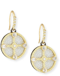 Armenta Old World Mosaic Shield Earrings With Diamonds Sapphires