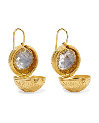 Larkspur & Hawk Olivia Button Small Gold Dipped Quartz Earrings