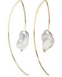 Mizuki Open Marquis 14 Karat Gold Pearl Earrings