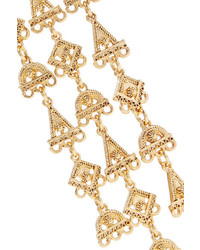 Oscar de la Renta Ornate Gold Tone Clip Earrings