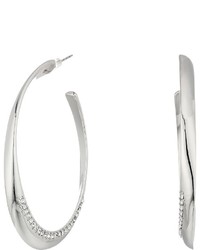 GUESS Oval Hoop Earrings W Pave Accent Earring