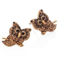 Marc Jacobs Owl Crystal Stud Earrings