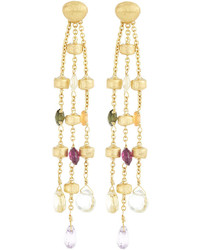 Marco Bicego Paradise 18k Gold Gemstone Three Strand Drop Earrings