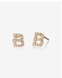 Express Pave B Initial Stud Earrings