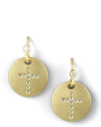 Roberto Coin Pave Diamond Cross Medallion Earrings