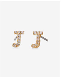 Express Pave J Initial Stud Earrings