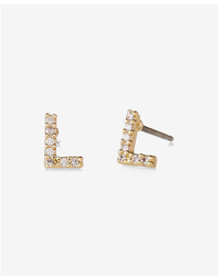 Express Pave L Initial Stud Earrings