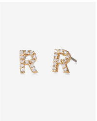 Express Pave R Initial Stud Earrings