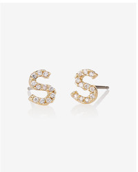 Express Pave S Initial Stud Earrings