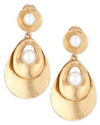 Oscar de la Renta Pearly Golden Disc Statet Earrings