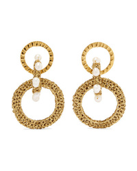 Lucy Folk Pharaoh Gold Plated Pearl And Lurex Earrings
