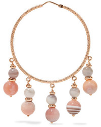 Carolina Bucci Recharmed 18 Karat Rose Gold Agate Hoop Earrings