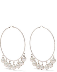 Carolina Bucci Recharmed 18 Karat White Gold Pearl Hoop Earrings