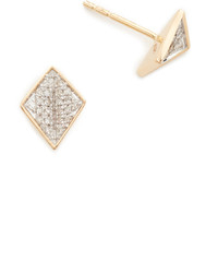 Adina Reyter 14k Gold Tiny Pave Folded Diamond Post Earrings