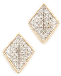 Adina Reyter 14k Gold Tiny Pave Folded Diamond Post Earrings