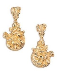 Oscar de la Renta Rococo Swirl Clip On Drop Earrings