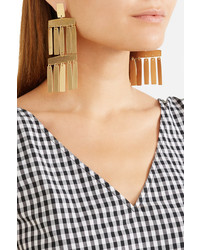 Annie Costello Brown Roma Gold Tone Earrings