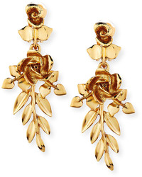 Oscar de la Renta Rose And Leaf Vine Drop Earrings