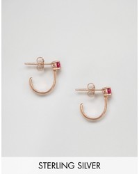 Asos Rose Gold Plated Sterling Silver 12mm Stone Open Hoop Earrings