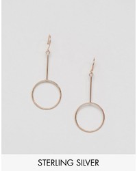 Asos Rose Gold Plated Sterling Silver Circle Drop Earrings