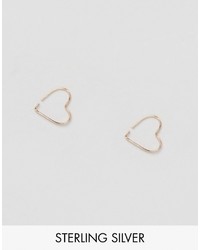 Asos Rose Gold Sterling Silver Heart Hoop Earrings