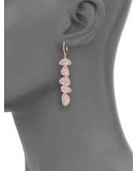 Meira T Rose Quartz Mother Of Pearl Diamond 14k Rose Gold Drop Earrings