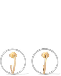 Charlotte Chesnais Saturn Gold Dipped And Silver Hoop Earrings