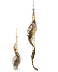Rosantica Selva Gold Tone Bead And Feather Earrings