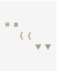 Express Set Of Three Geometric Stud Earrings