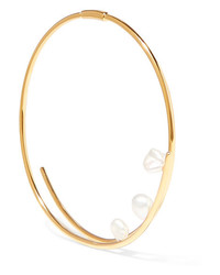 Maria Black Showtime Oversized Gold Tone And Pearl Hoop Earring