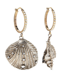 Alexander McQueen Silver And Gold Tone Swarovski Crystal Hoop Earrings