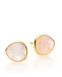 Monica Vinader Siren 18k Gold Plated Vermeil Moonstone Stud Earrings