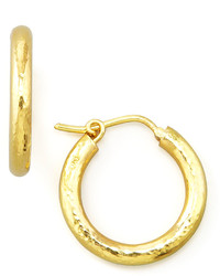 Elizabeth Locke Small Hammered Gold Hoop Earrings 34