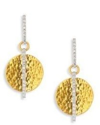 Gurhan Small Lush Diamond 24k Yellow Gold 18k White Gold Drop Earrings