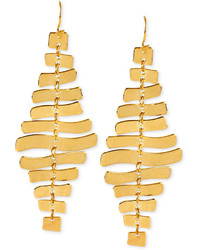 Robert Lee Morris Soho Gold Tone Sculptural Rectangle Linear Earrings