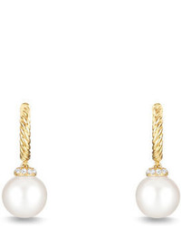 David Yurman Solari 18k Gold Pearl Earrings With Diamonds