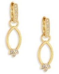 Jude Frances Sonoma Simple Marquis Leaf Diamond 18k Yellow Gold Earring Charms