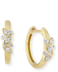 Jude Frances Sonoma Single Leaf Hoop Earrings With Diamonds