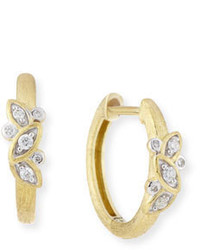 Jude Frances Sonoma Single Leaf Hoop Earrings With Diamonds
