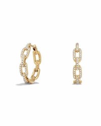 David Yurman Stax Medium Chain Link Hoop Earrings With Diamonds In 18k Yellow Gold