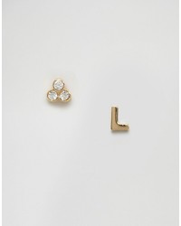 Orelia Stud Earrings With Initial L